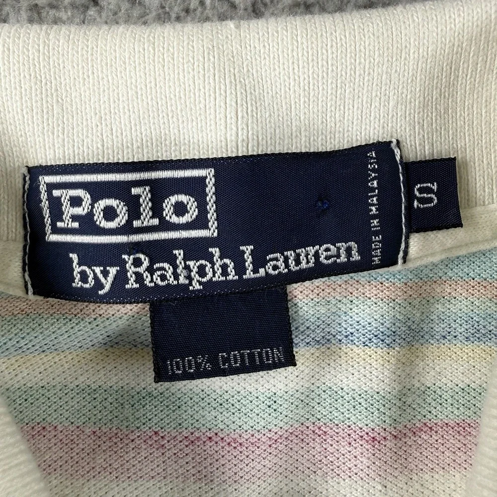 VTG Polo‎ Ralph Lauren Polo Shirt Mens S Pastel Stripes Blue Pony Preppy 90s Y2k